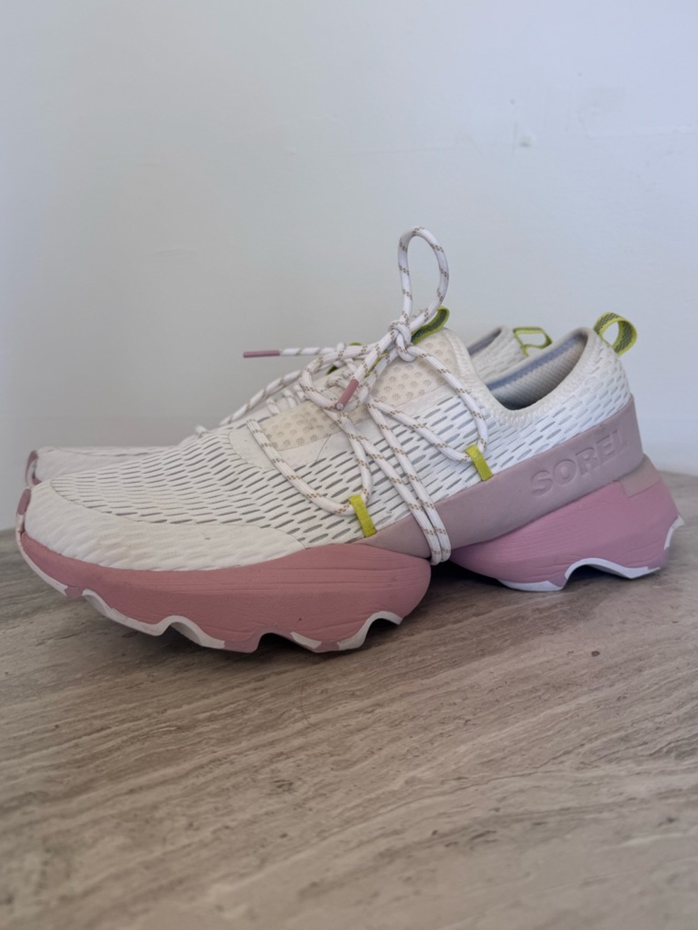 Sorel Women's White and Pink Mesh Trail Sneaker